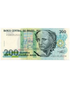 C 208A - 200 Cruzados Novos - Série 0001* - 1989